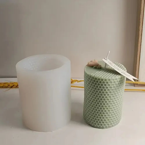 Molde Silicona Velas Cilindrico Panal Abeja Ideal Souvenir R-021