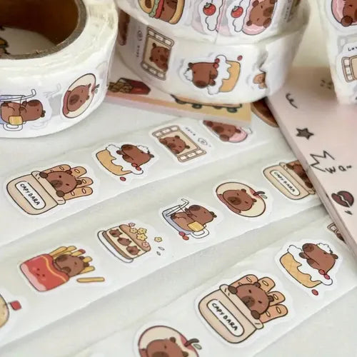 500 pegotines adhesivos tematica capibara o carpinchos souvenir regalos