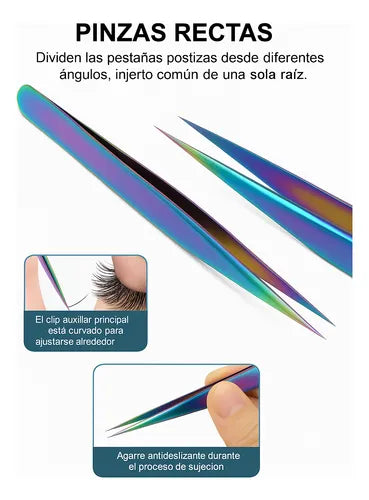 Juego De 3 Pinzas Para Pestañas Precision Acero Inxoidable FEDE-005