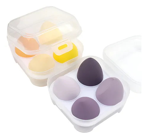 Set X4 Esponjas Para Maquillaje Belleza Profesional Estuche FEDE-015