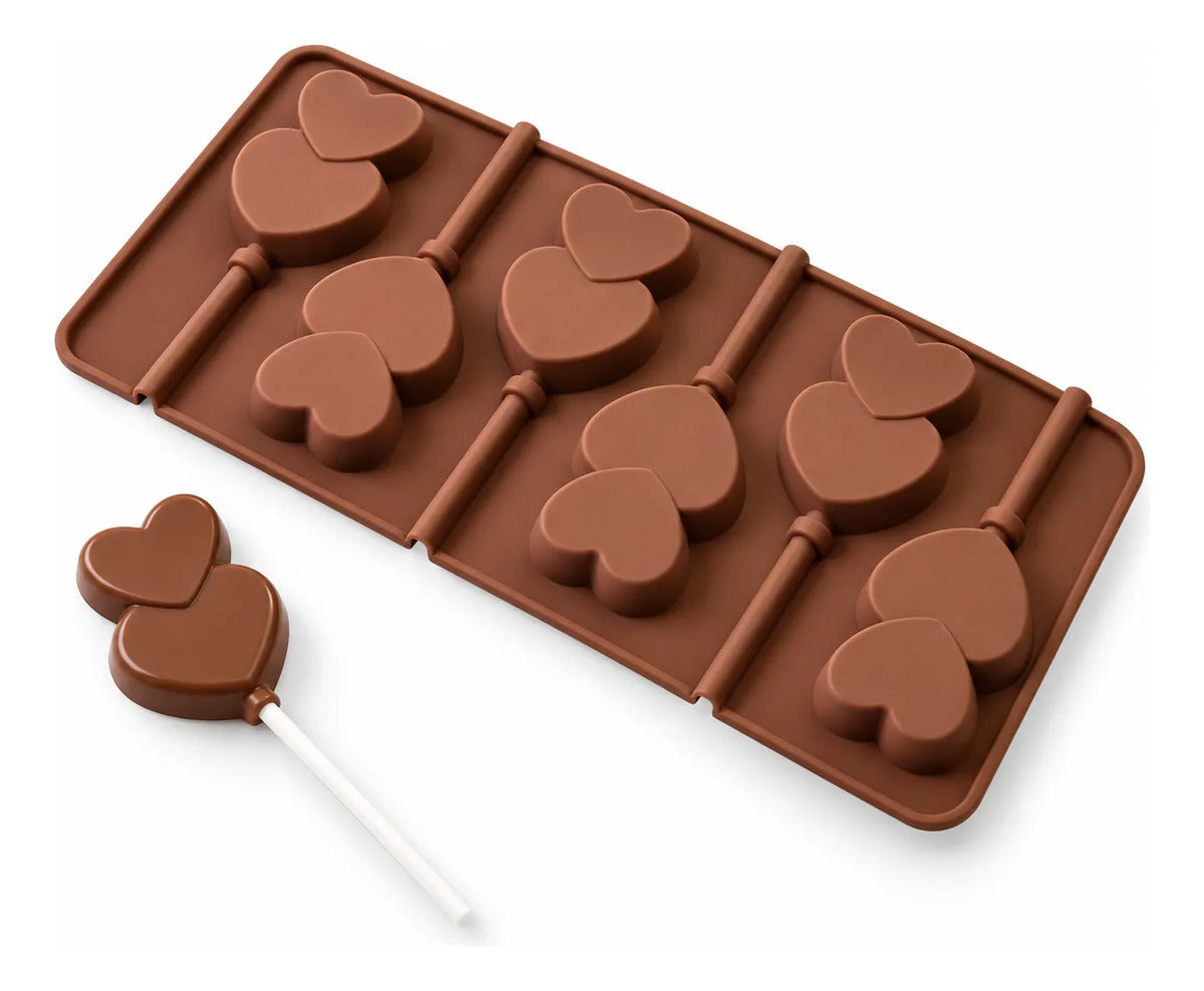 Molde Chupetin Corazon con muestra terminada, SKU MARRON 4
