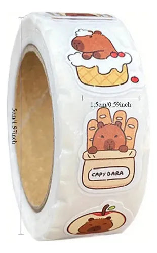500 pegotines adhesivos tematica capibara o carpinchos souvenir regalos