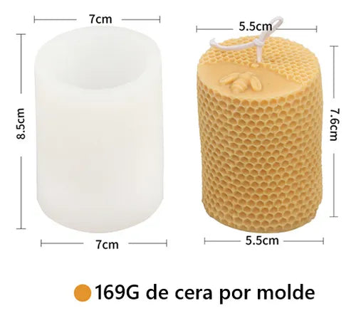 Molde Silicona Velas Cilindrico Panal Abeja Ideal Souvenir R-021