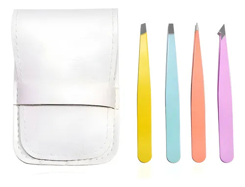 Kit De Pinzas De Ceja 4 En 1 Calidad Premium Agarre Perfecto