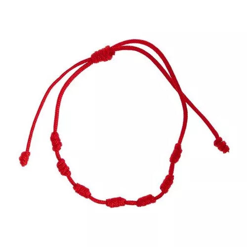 Pulsera Hilo Encerado Rojo 7 Nudos Protección Envidia X12un