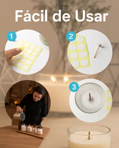 200un Pegatinas Para Mecha Pabilos Velas Artesanales 2.0cm