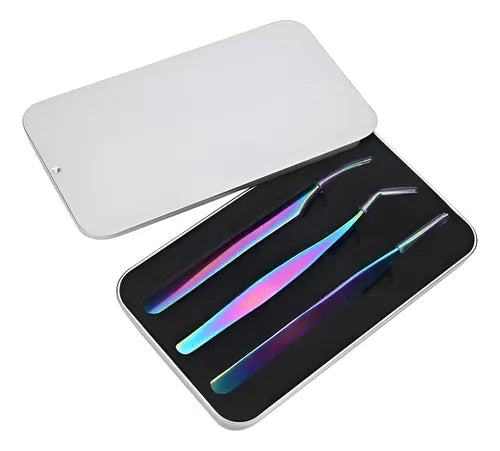 Juego De 3 Pinzas Para Pestañas Precision Acero Inxoidable FEDE-005