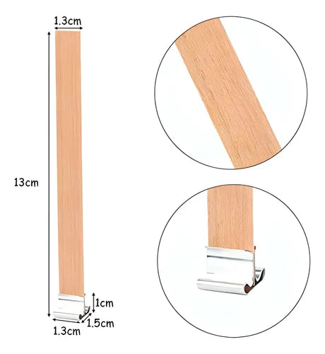 Pabilo De Madera Con Soporte De Metal Pack 10 Unidades