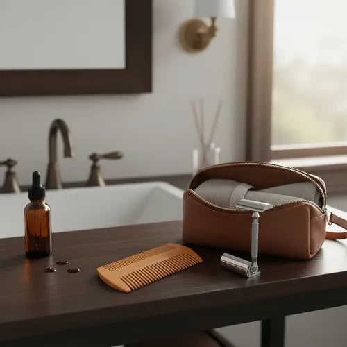 Peine De Madera Para Barba Y Pelo Doble Ideal Para Viajes