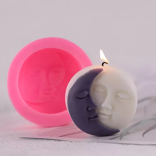 Molde Silicona Forma Vela Sol Y Luna Ideal Velas Aromaticas R-035