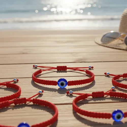 Pulsera De Hilo Rojo Con Ojo Turco 12 Unidades