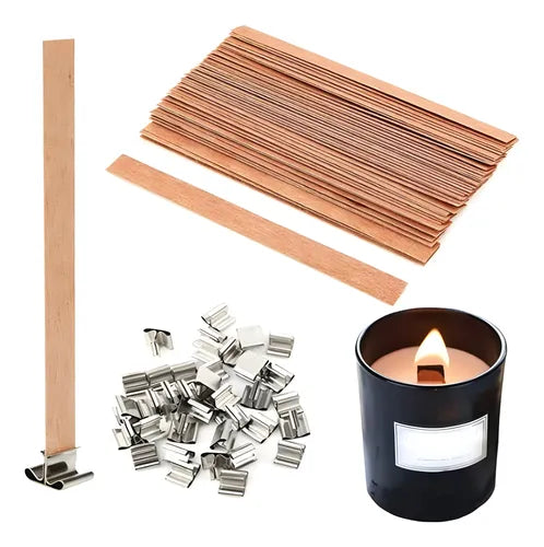 Pabilo De Madera Con Soporte De Metal Pack 10 Unidades