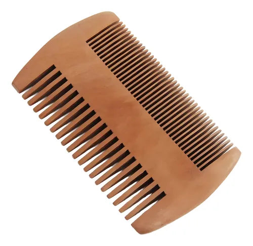 Peine De Madera Para Barba Y Pelo Doble Ideal Para Viajes