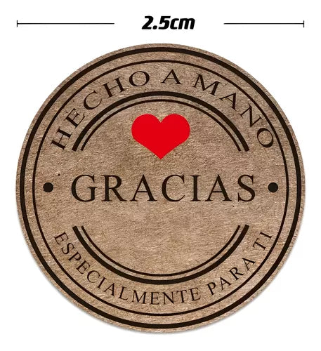 Etiquetas Stickers Adhesivos Hecho A Mano 500un 2.5cm