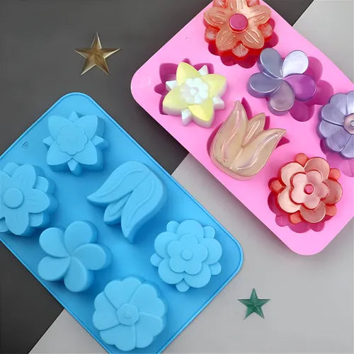 Molde De Silicona 6 Flores Ideal Velas O Jabones Artesanales