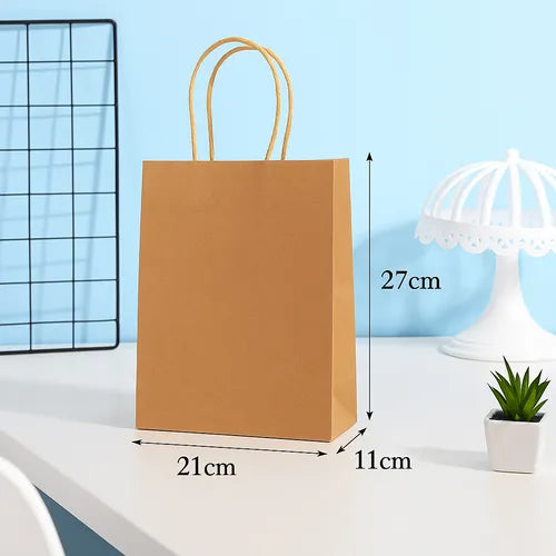 Bolsas De Papel Kraft Con Asa Medianas 21x11x27 25un Envios
