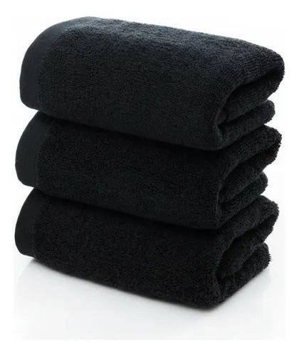Toalla negra 100% algodon gruesa 150gr 35x75cm mano cara FEDE ADELANTE 016