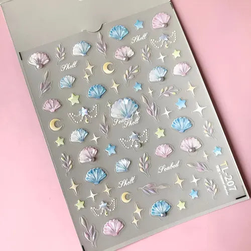 Stikers Calcamonias Para Uñas Con Relieve Estrellas Lunas FEDE-001
