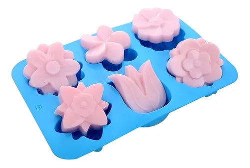 Molde De Silicona 6 Flores Ideal Velas O Jabones Artesanales