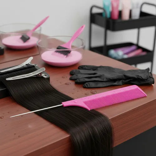 Peine Con Mango De Metal Separador De Cabello Peluqueria