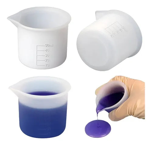 Set X2 Vaso De Silicona Taza Medidora 50ml Para Resina Epoxi