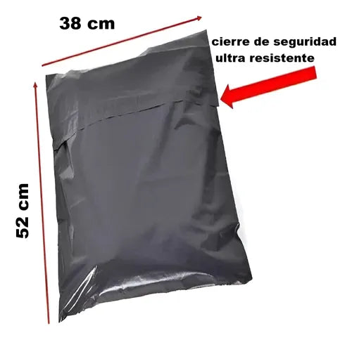 Bolsas Adhesivas Grandes Envios 38x52 Lisas Negras Ecommerce 100 unidades