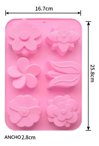 Molde De Silicona 6 Flores Ideal Velas O Jabones Artesanales