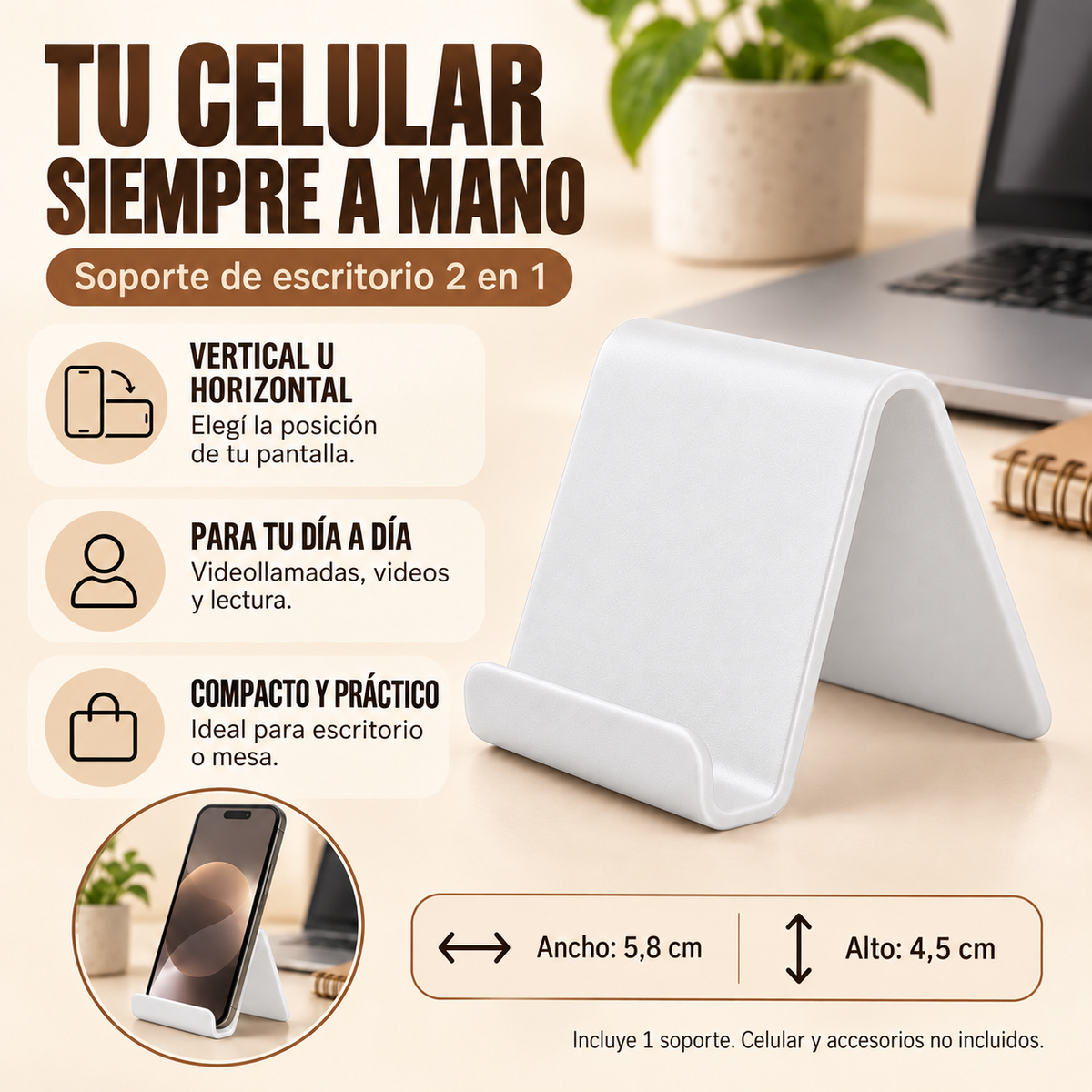 Soporte De Escritorio Para Teléfono Celular 2 En 1