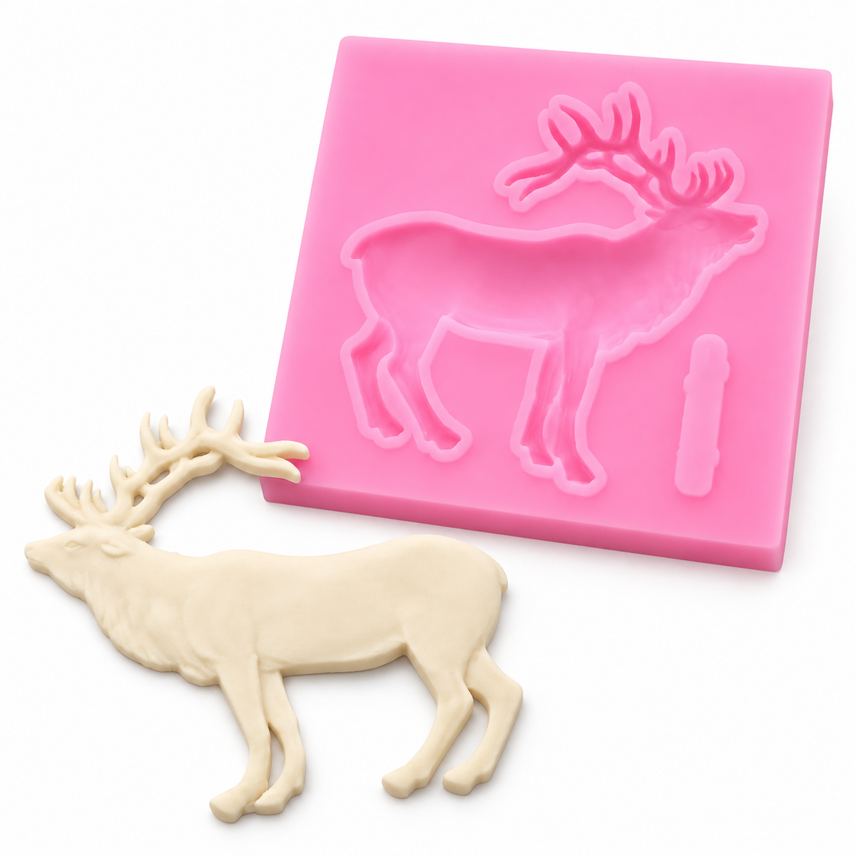 Molde Silicona Ciervo Navidad Fondant Reposteria 7,5 Cm