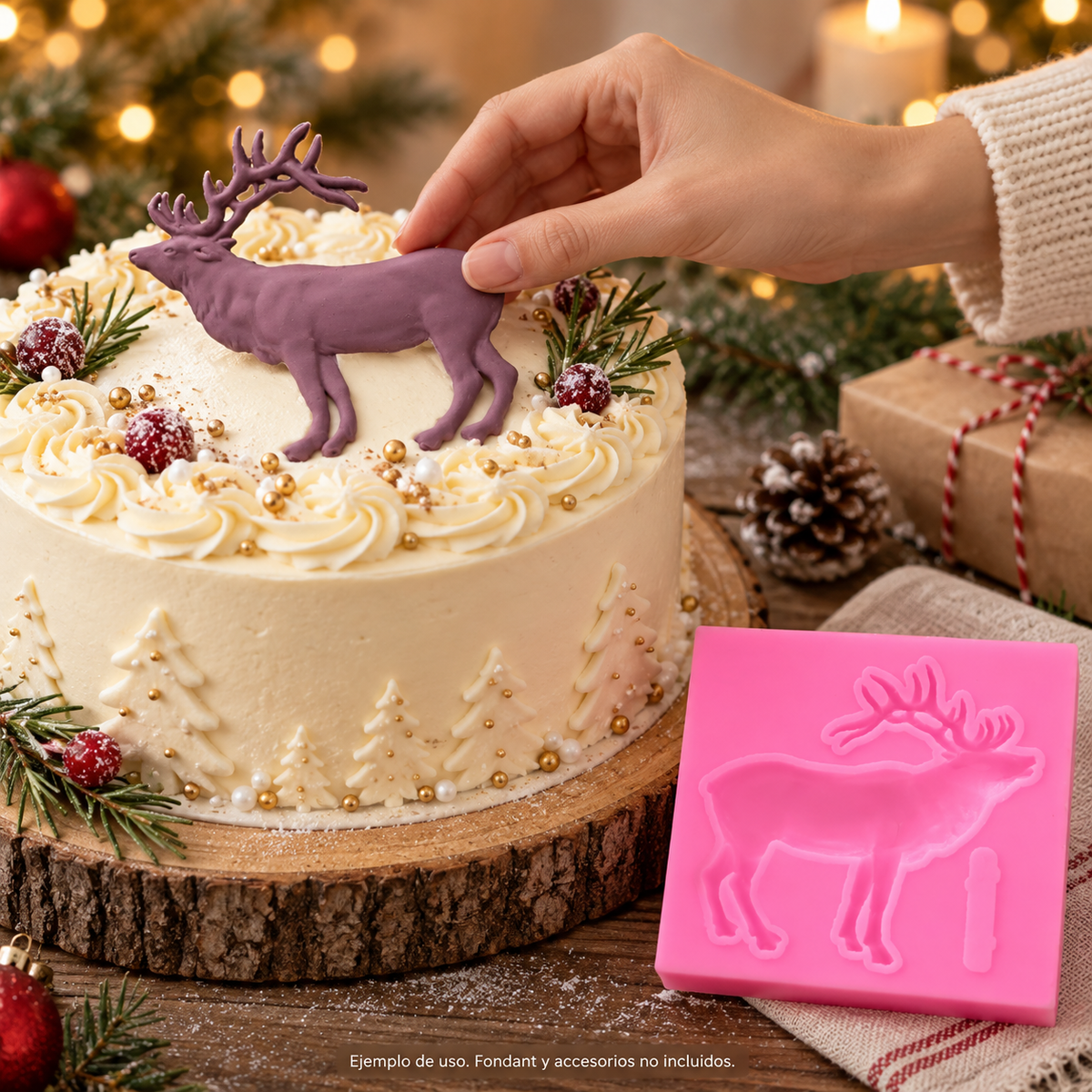 Molde Silicona Ciervo Navidad Fondant Reposteria 7,5 Cm