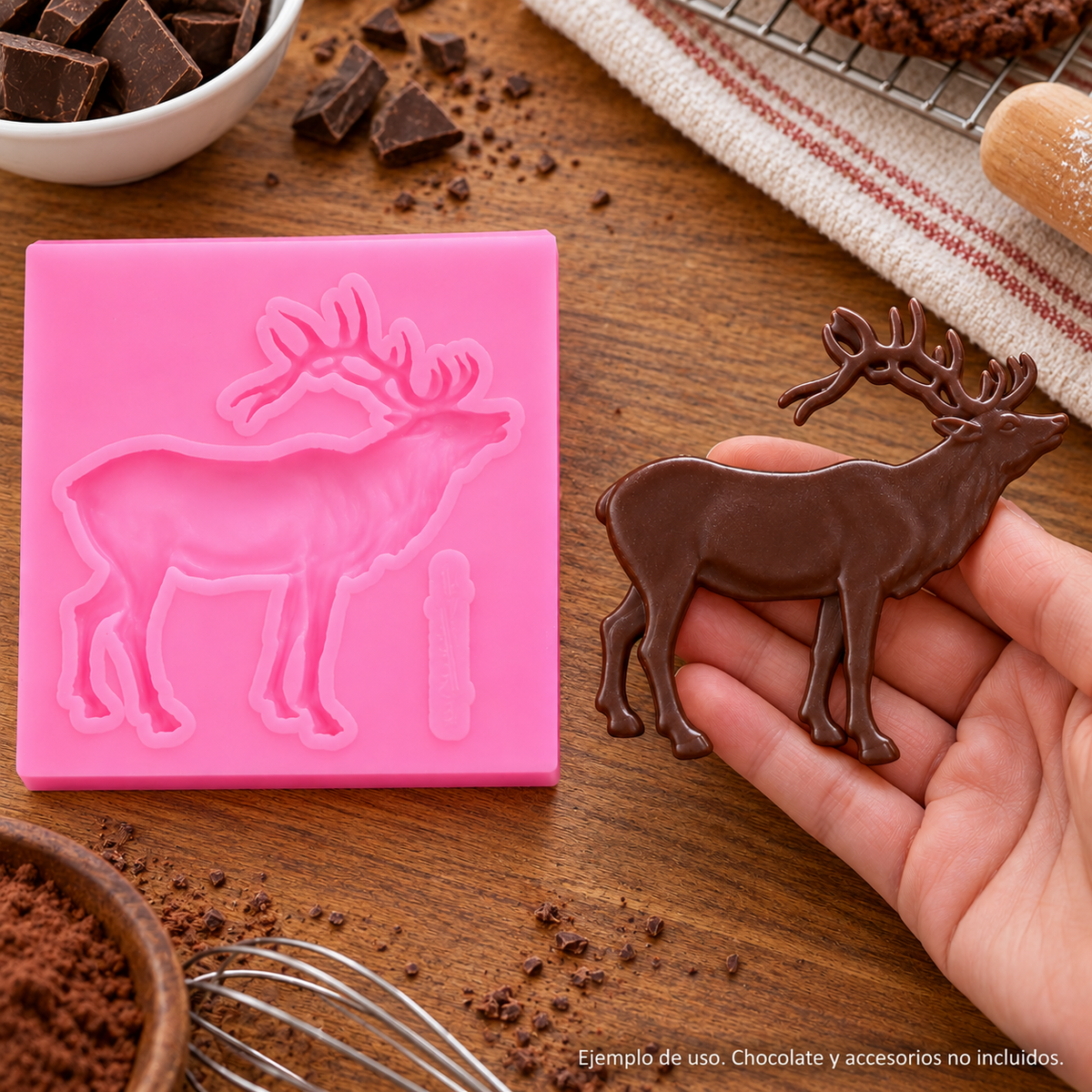 Molde Silicona Ciervo Navidad Fondant Reposteria 7,5 Cm