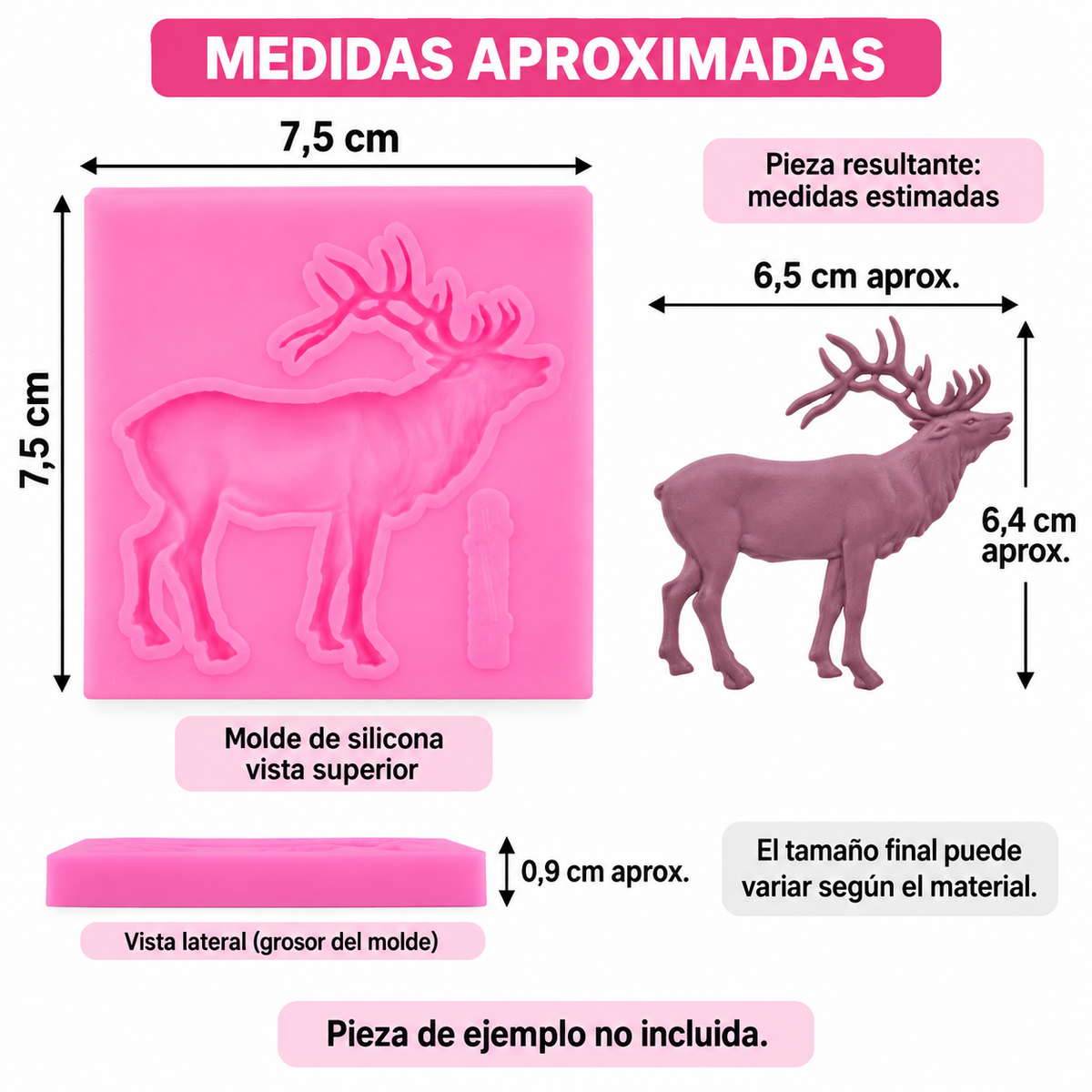 Molde Silicona Ciervo Navidad Fondant Reposteria 7,5 Cm