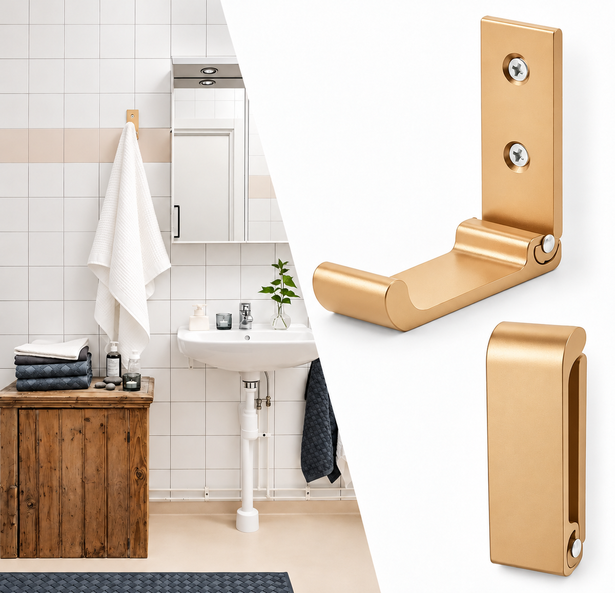Set X2 Gancho De Pared Perchero Varios Colores Plegable DORADO
