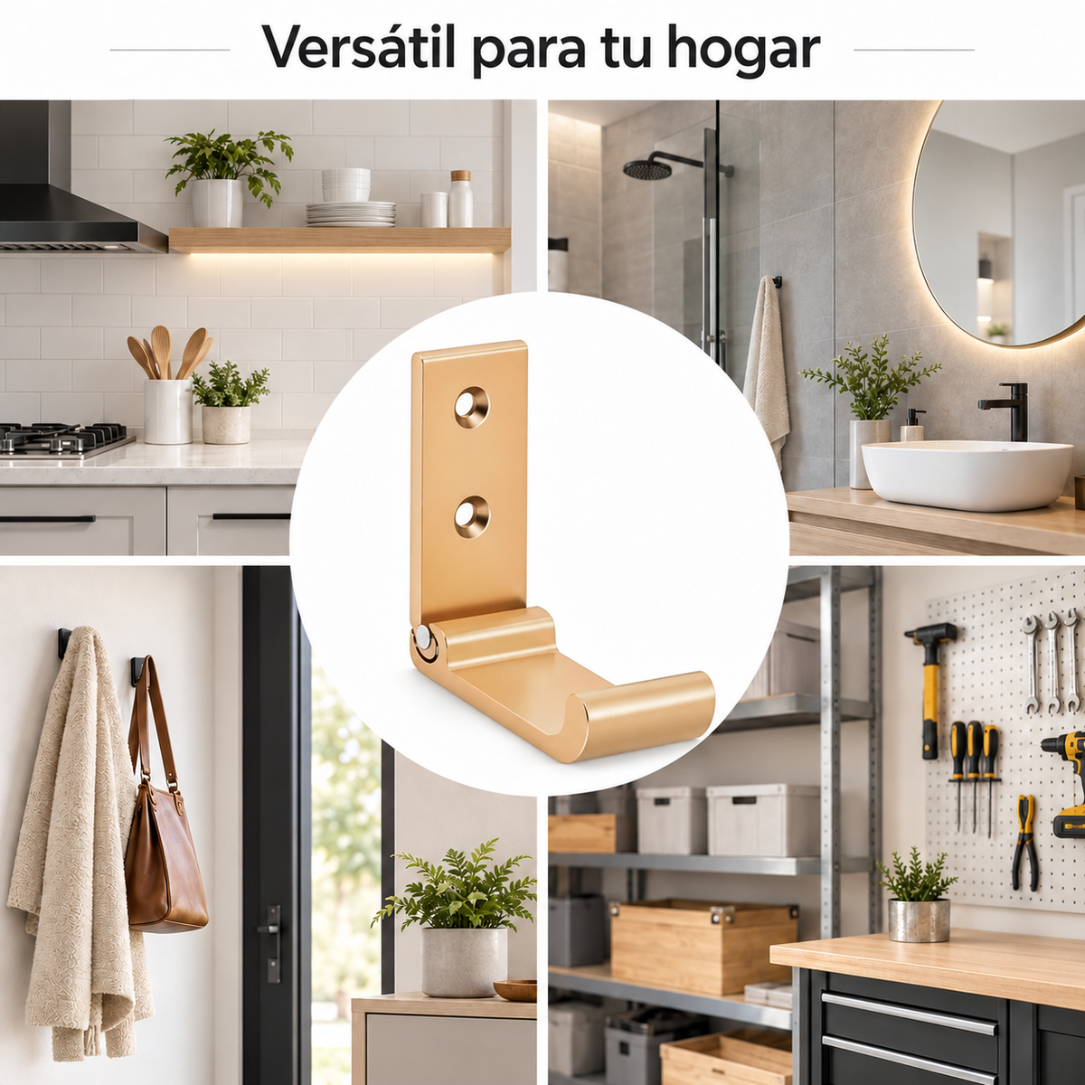 Set X2 Gancho De Pared Perchero Varios Colores Plegable DORADO