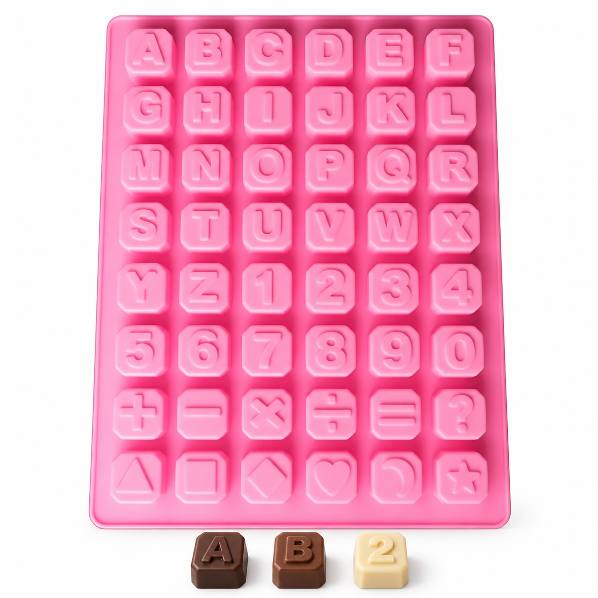 Molde Silicona Letras Numeros 48 Cavidades Chocolate Fondant