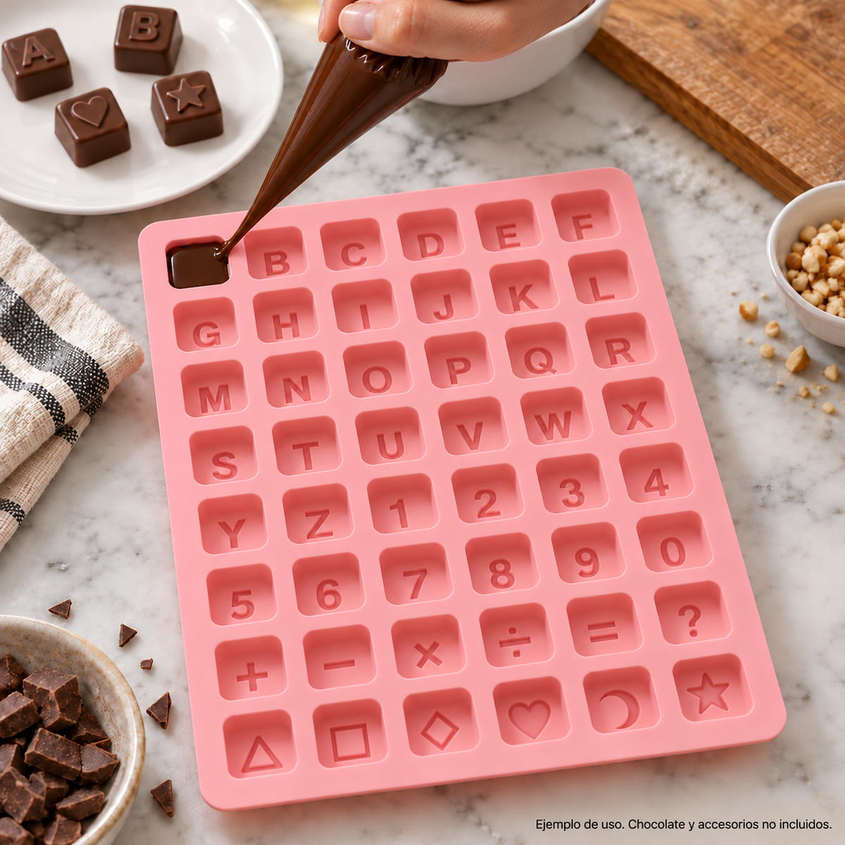 Molde Silicona Letras Numeros 48 Cavidades Chocolate Fondant