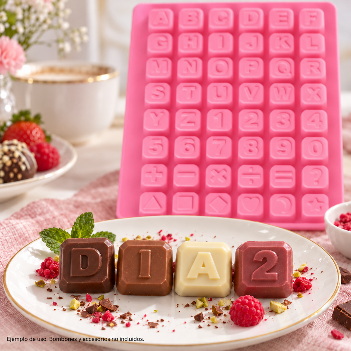 Molde Silicona Letras Numeros 48 Cavidades Chocolate Fondant