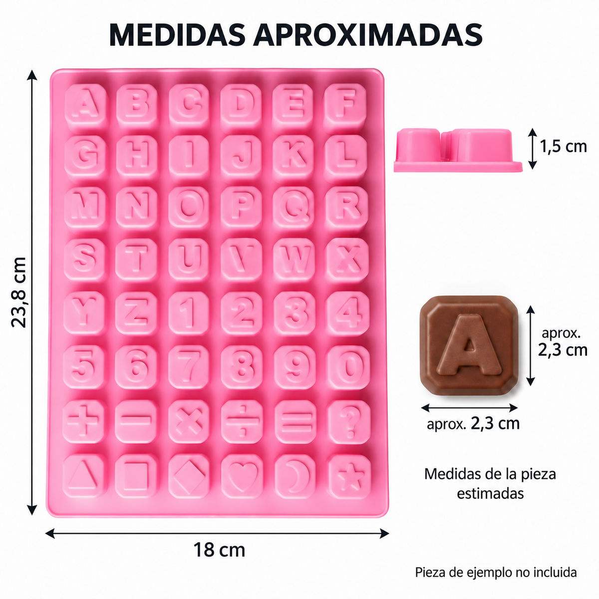 Molde Silicona Letras Numeros 48 Cavidades Chocolate Fondant