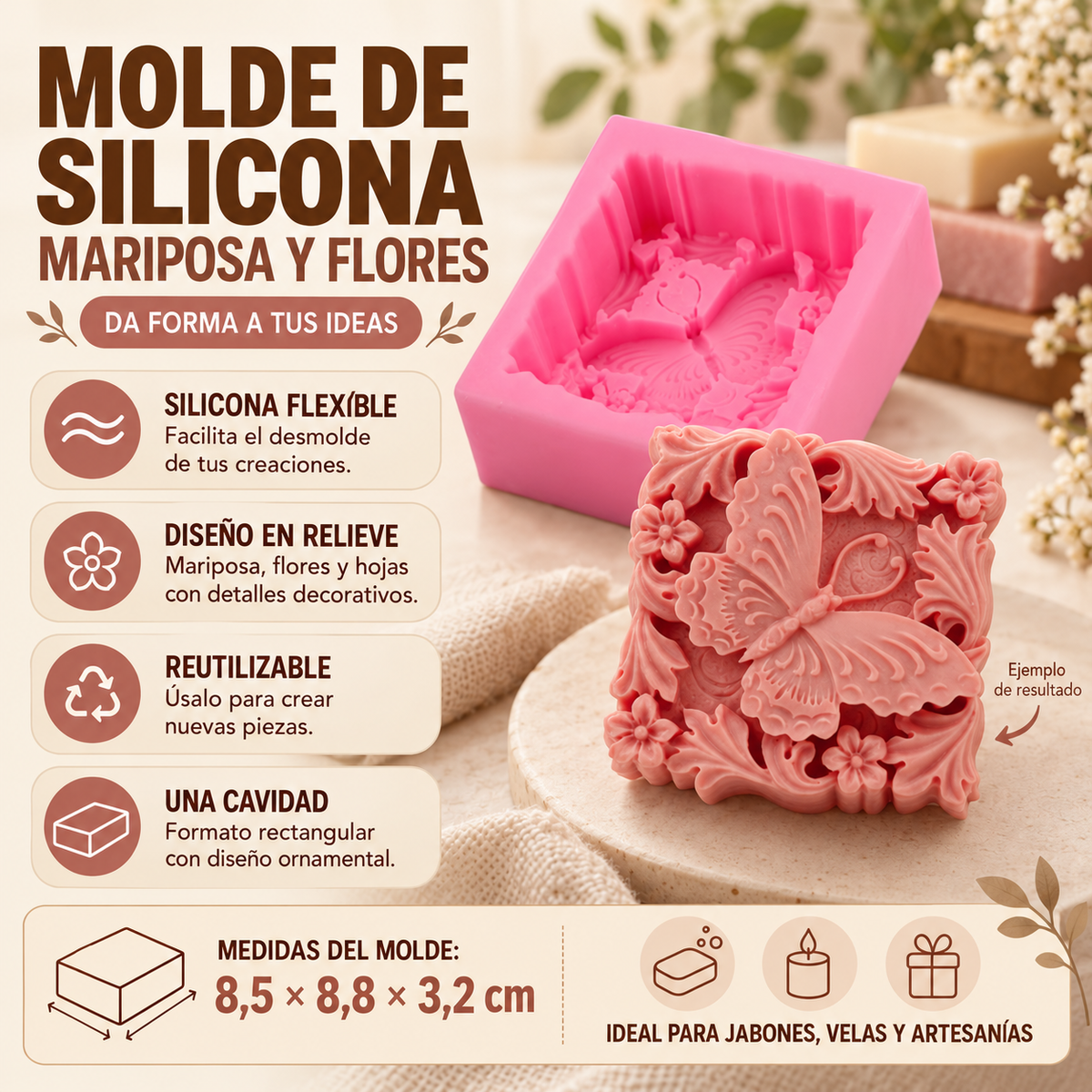 Moldes De Silicona Marpiosa Ideal Jabon Velas Artesanias