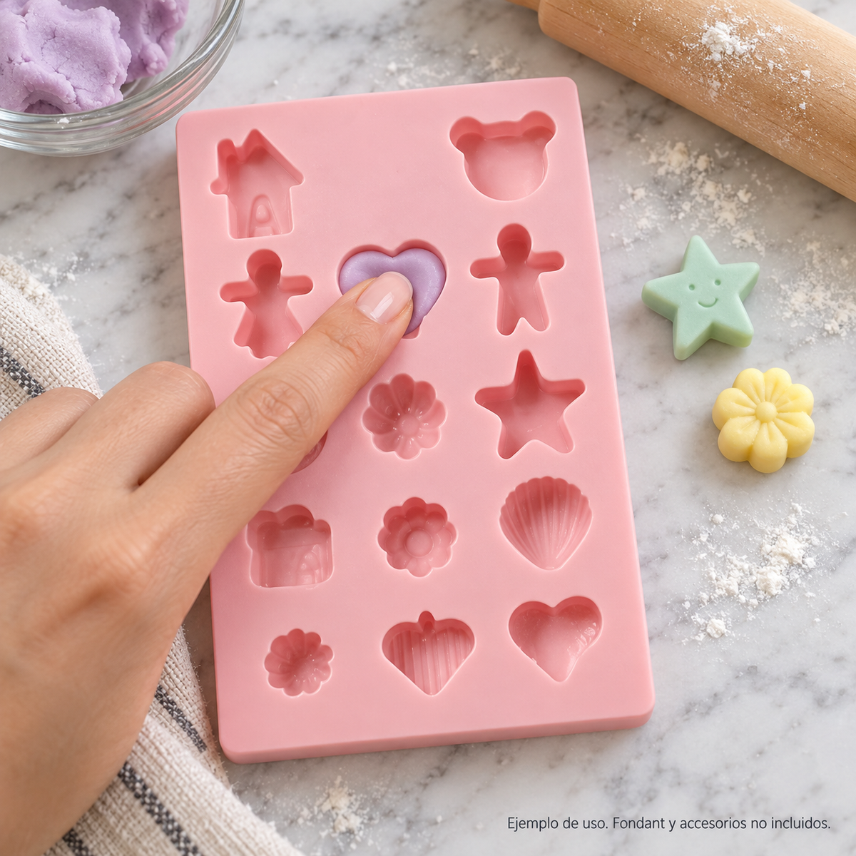 Molde de silicona para fondant · 14 formas variadas