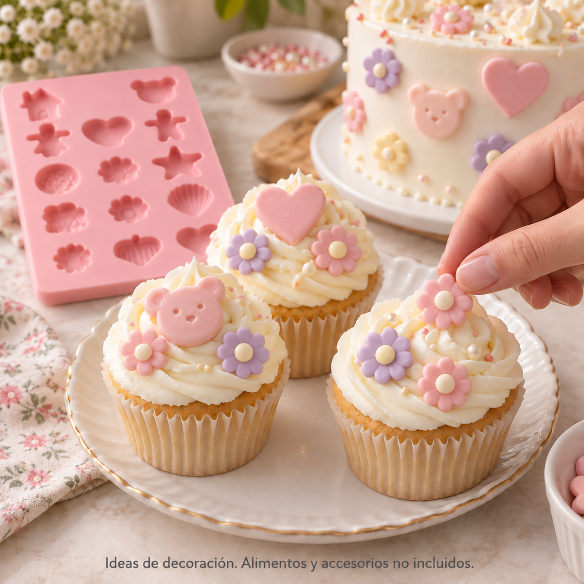 Molde de silicona para fondant · 14 formas variadas