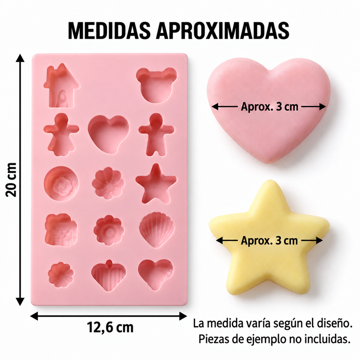 Molde de silicona para fondant · 14 formas variadas