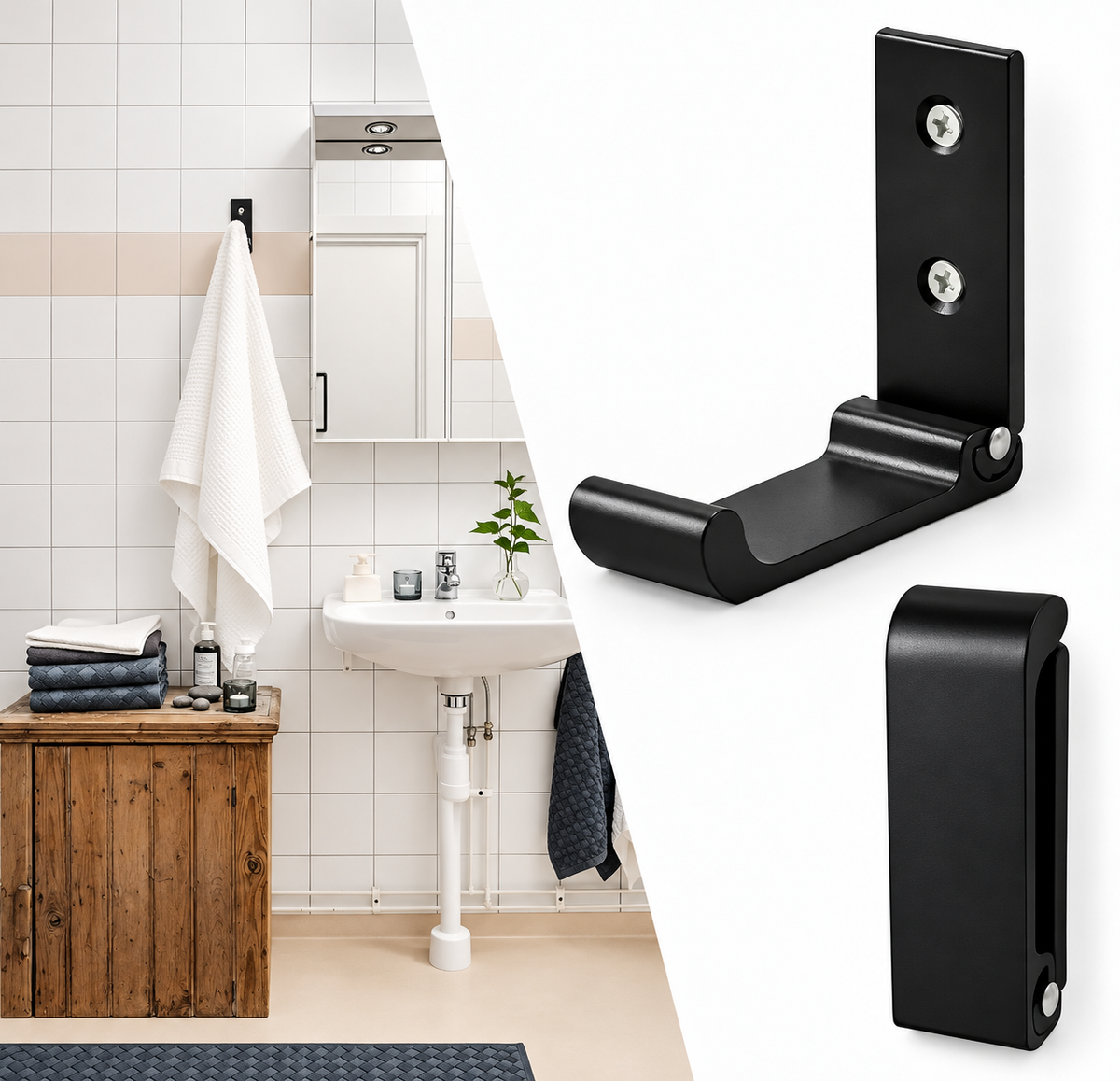 Set X2 Gancho De Pared Perchero Varios Colores Plegable NEGRO