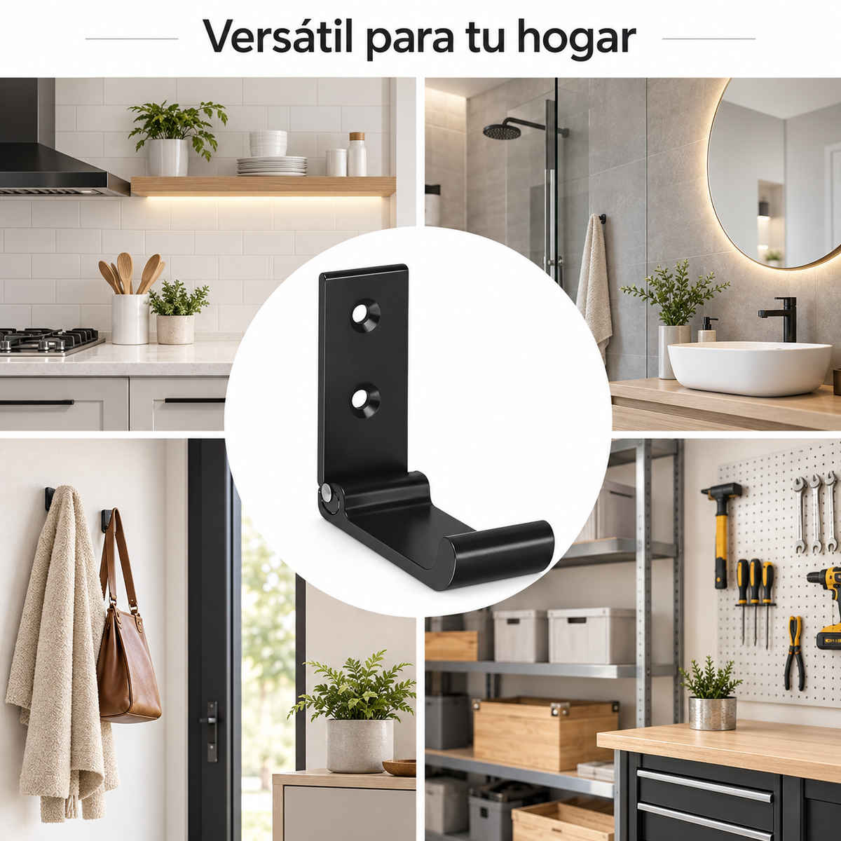 Set X2 Gancho De Pared Perchero Varios Colores Plegable NEGRO