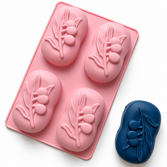 Molde de silicona Olivo de 4 cavidades para jabones artesanales