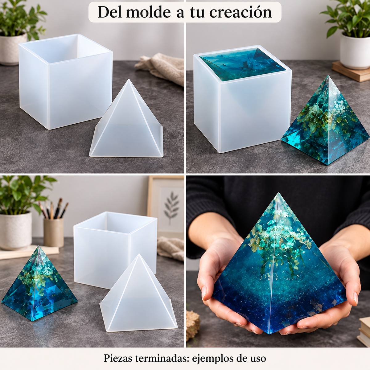 Molde De Silicona Pirámide Resina Epoxi 15cm Reutilizable