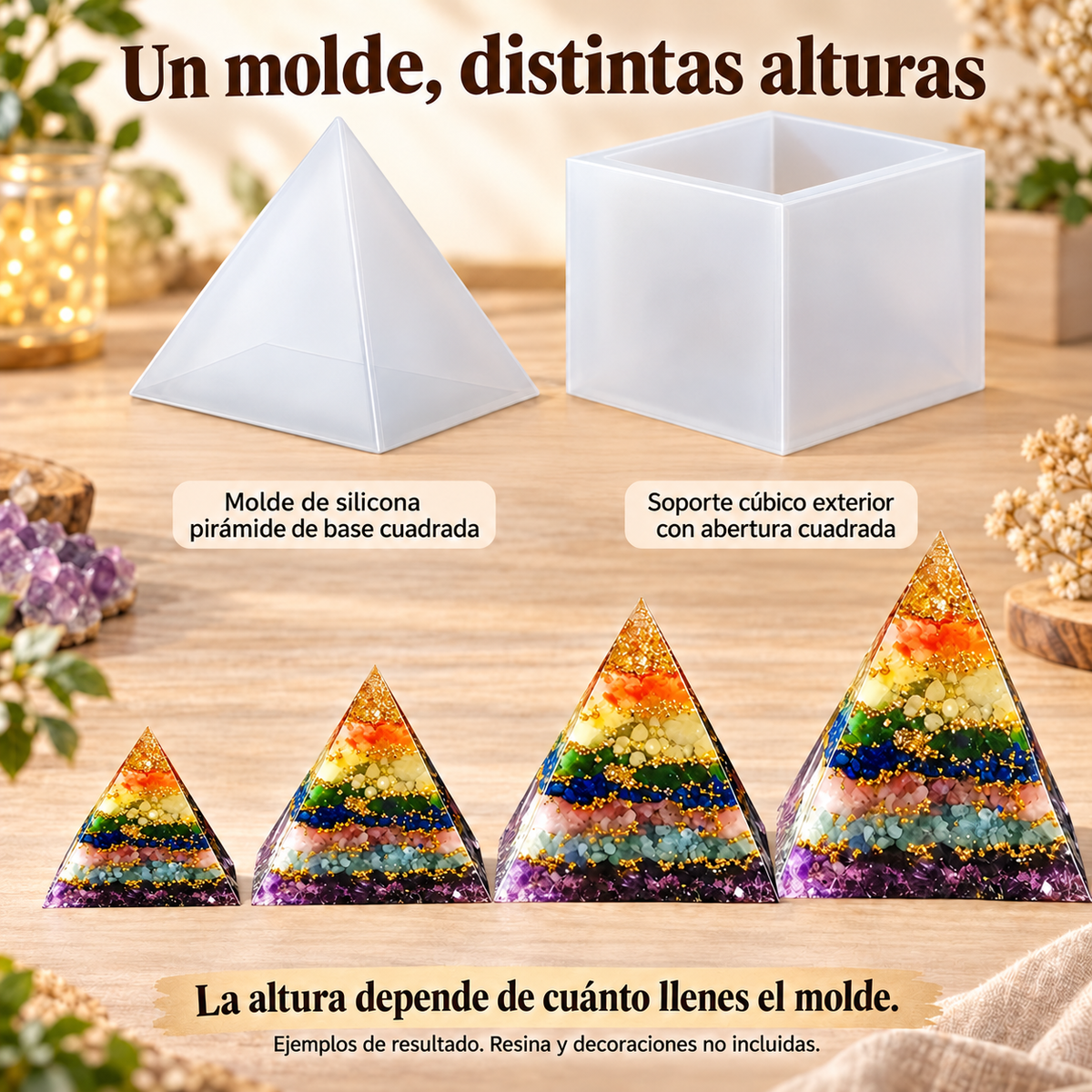 Molde De Silicona Pirámide Resina Epoxi 15cm Reutilizable