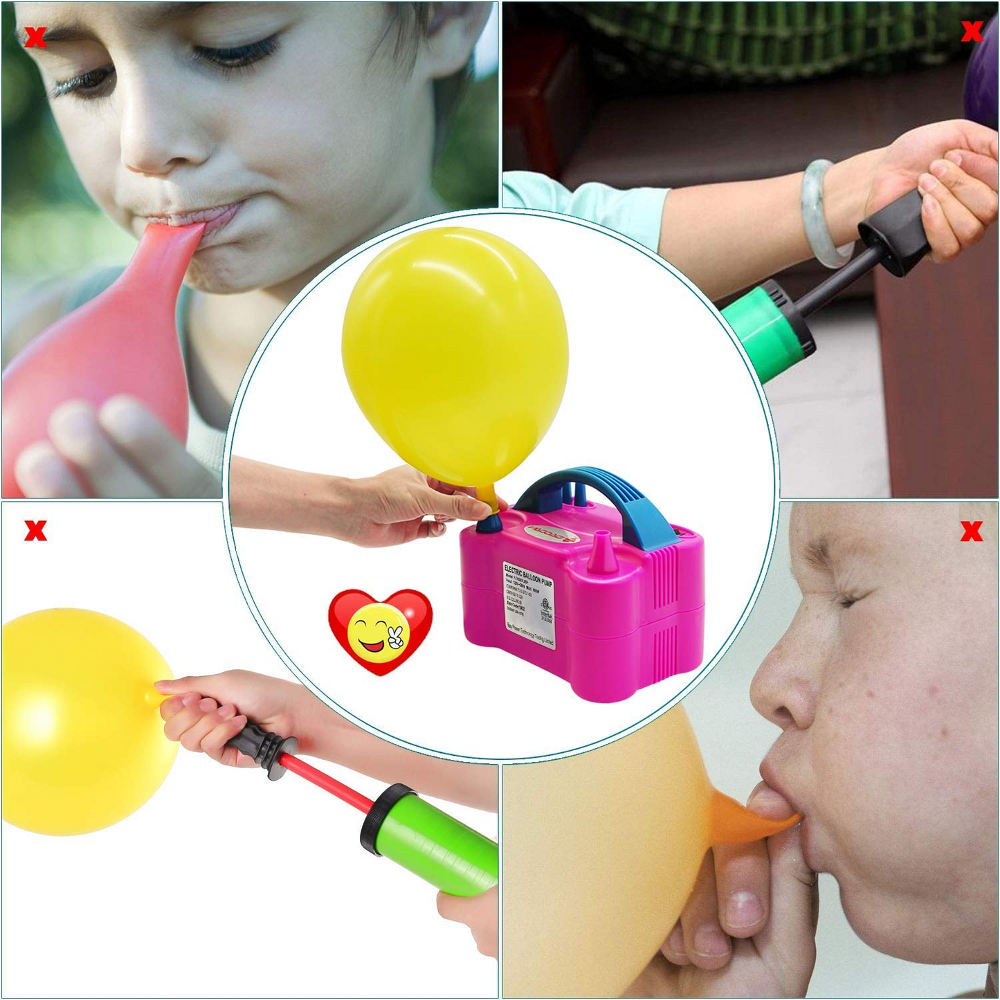 Inflador De Globos Eléctrico Con 2 boquillas