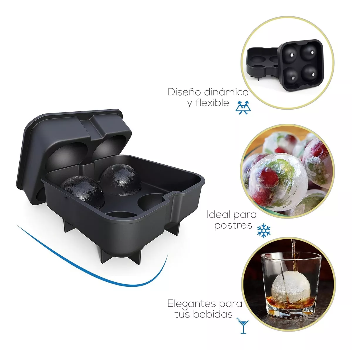 Molde de Silicona Esferas, ideal para vasos de whisky y decorar tragos
