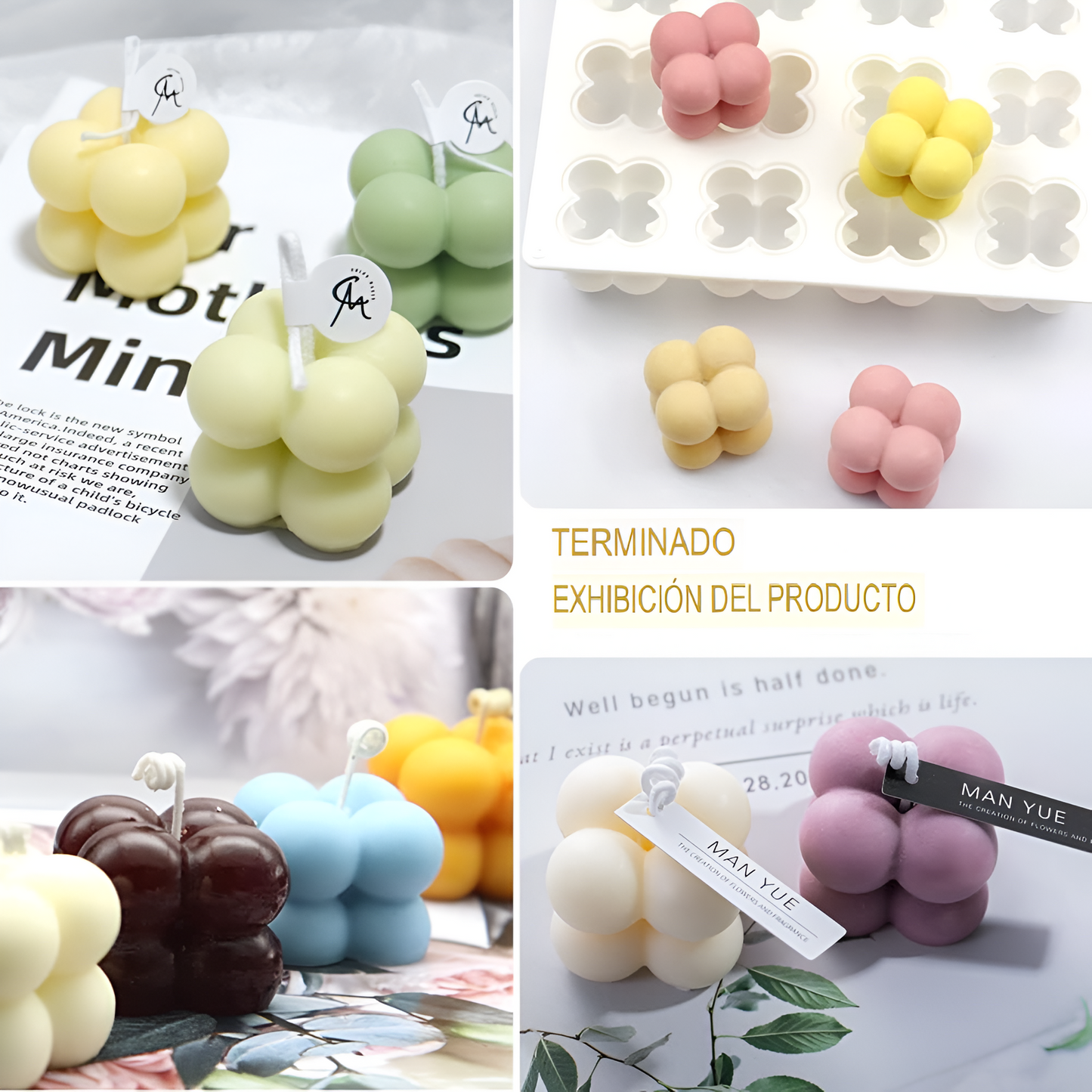 Molde Silicona Forma Cubo 3d Ideal Velas Antiadherente